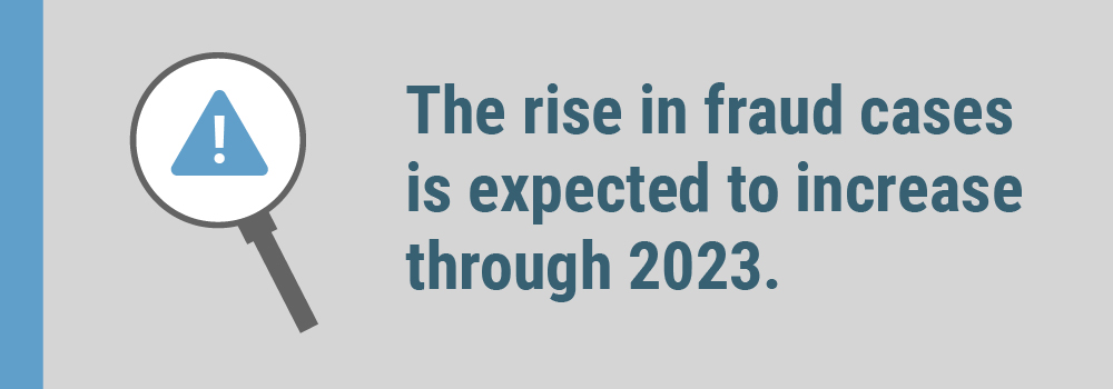 The rise in fraud cases is expected to increase through 2023.