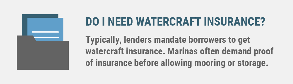 A lender will require the borrower to enroll in a watercraft policy when purchasing a boat, yacht, or jet ski and marinas and other docking stations may also require proof of insurance before mooring or storing a watercraft.